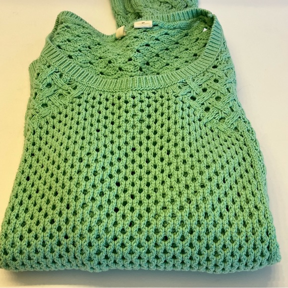 Moth Womens Sweater Long Sleeve Green Open Chunky Knit Pullover Cotton Blend S - Picture 12 of 13